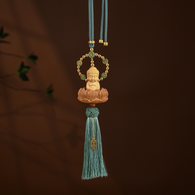 Khánh Treo Xe Ô Tô Hào Quang Xanh Như Lai Và Đài Sen