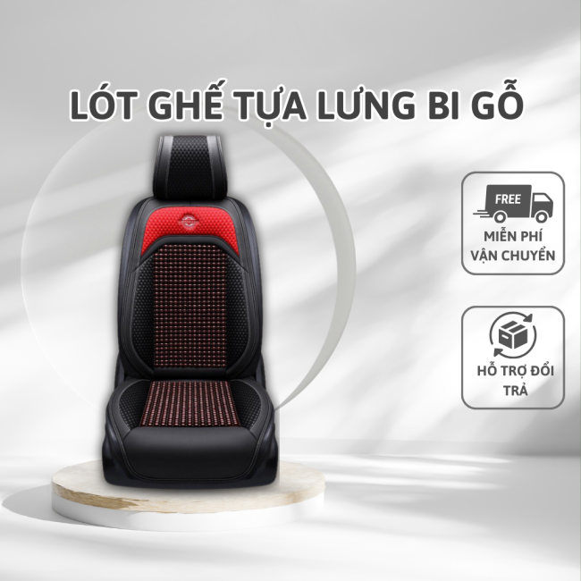 Lót Ghế Ô Tô Tựa Lưng Bi Gỗ