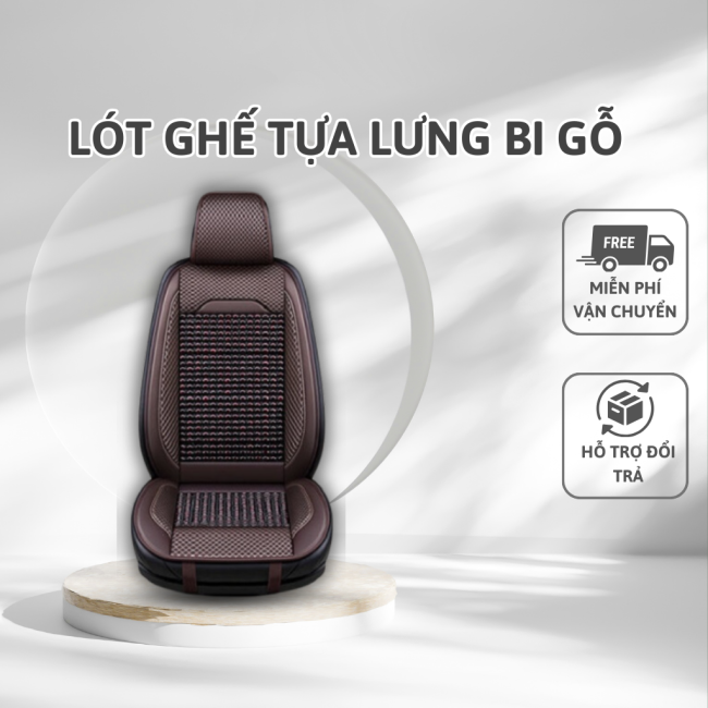 Lót Ghế Ô Tô Tựa Lưng Bi Gỗ