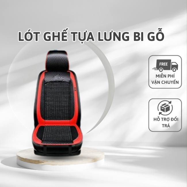 Bộ Lót Ghế Ô Tô Tựa Lưng Bi Gỗ Cao Cấp
