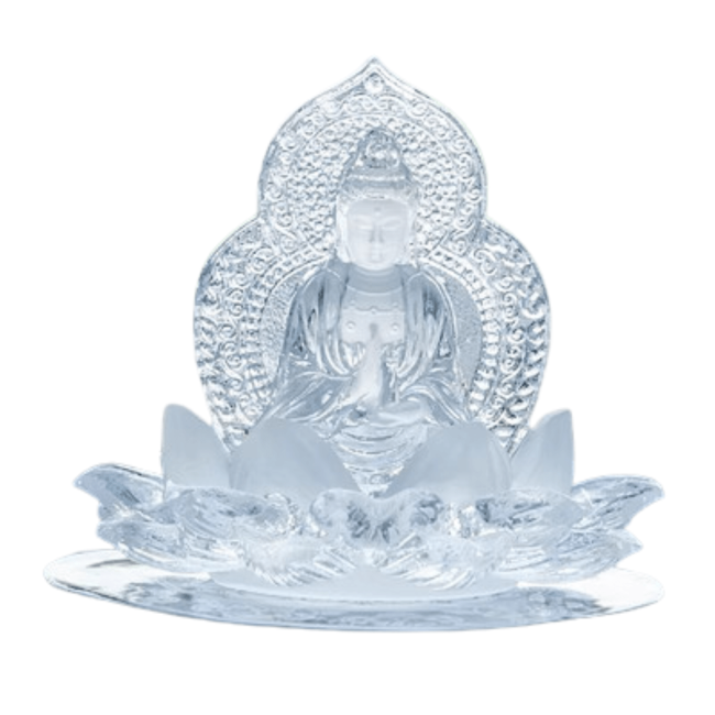 Tượng Quan Âm Ngự Đài Sen Đá Ngọc Lưu Ly Để Ô Tô