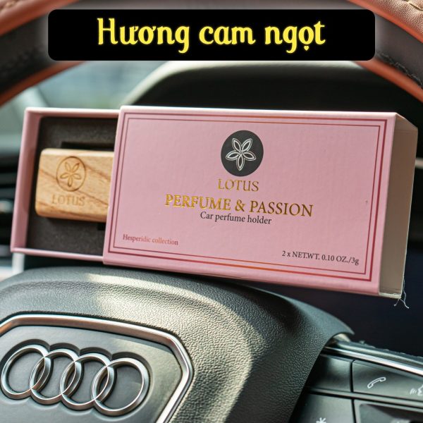 Sáp thơm kẹp cửa gió ô tô Lotus cao cấp, Kẹp cửa gió điều hòa xe hơi Lotus, hương cam ngọt thảo quả và xạ hương dịu nhẹ khử mùi