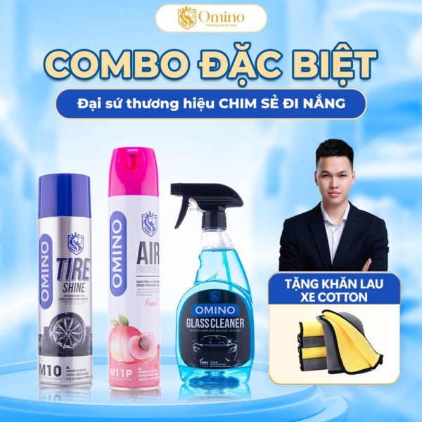 Combo Đặc Biệt Omino Nước Rửa Kính M86 & Xịt Khử Mùi M11 & Xịt Bóng Lốp M10 – Chính Hãng Omino Vietnam