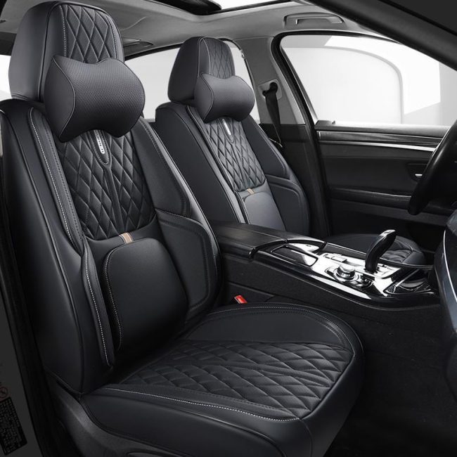 Áo Trùm Ghế Ô Tô Thiết Kế Túi Khí Nâng Lưng Thoáng Mát – Màu Đen