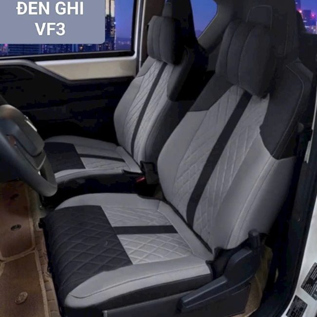 Bộ Áo Ghế Ô Tô Xe Vinfast VF3 Da Nappa Luxury – Đen Ghi