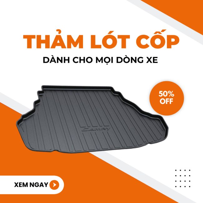 Thảm Lót Cốp Ô Tô Thiết Kế Theo Xe – Không Mùi, Không Thấm Nước, Dễ Dàng Vệ Sinh